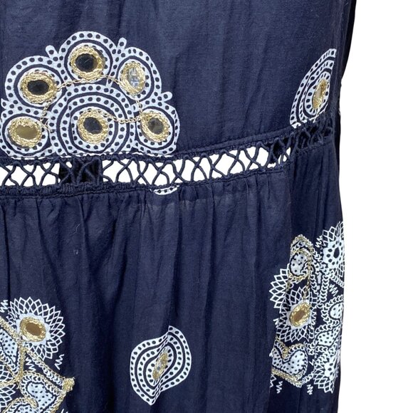 Ruby Yaya Maxi Dress Womens Size L Sleeveless Embellished Tiered Boho Flowy - Picture 6 of 9